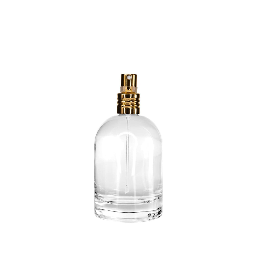 New High Glass Glass Bottle Lassen Spray Pump w Clip (No overcap) / Gold / Case (60pcs) Begonia 100 ML 18/415