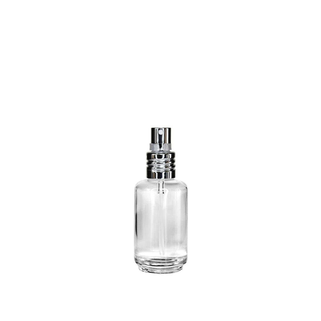 New High Glass Glass Bottle Lassen Spray Pump w Clip (No overcap) / Silver / Case (108pcs) Daphne 30 ML 18/415