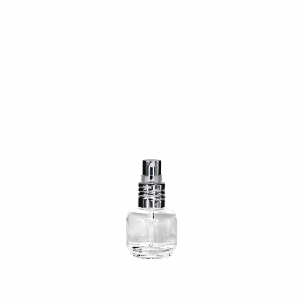 New High Glass Glass Bottle Lassen Spray Pump w Clip (No overcap) / Silver / Case (140pcs) Daphne 15 ML 18/415