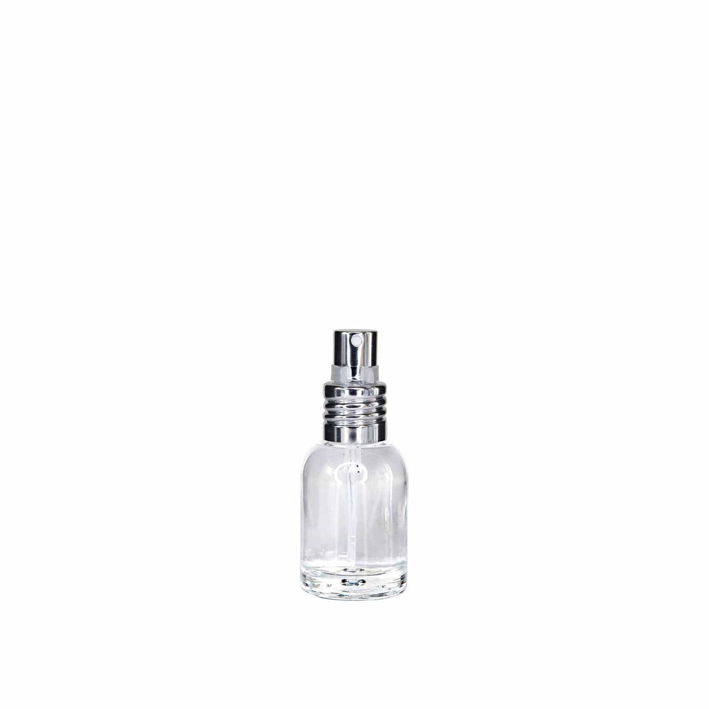 New High Glass Glass Bottle Lassen Spray Pump w clip (No Overcap) / Silver / Case (160pcs) Begonia 15 ML 18/415