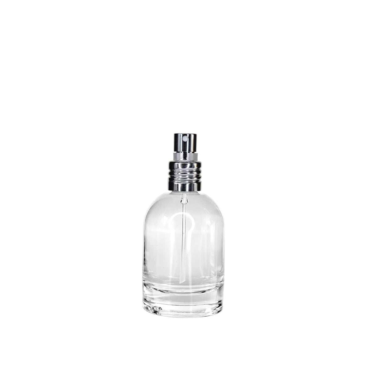 New High Glass Glass Bottle Lassen Spray Pump w Clip (No overcap) / SIlver / Case (70 pcs) Begonia 50 ML 18/415