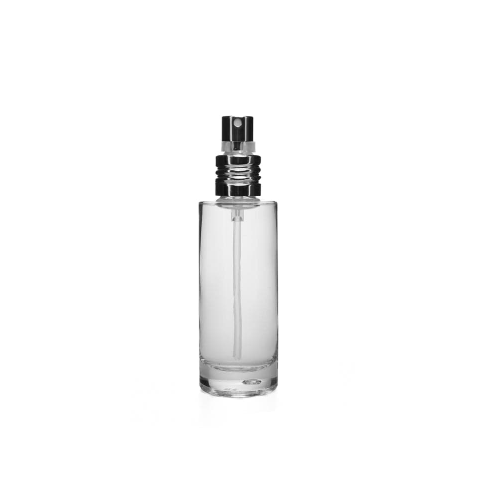 New High Glass Glass Bottle Lassen Spray Pump w Clip (No overcap) / Silver / Case (88pcs) Camellia 30 ML 18/415